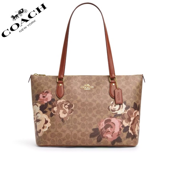 Coach Handbags - NWT COACH Gallery Tote Bag In Signature Canvas With Rose Print